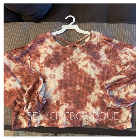 Spaghetti Back Detailed Tie Dye Knit Top Rust - Picture 6 of 7